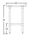 Turbo Air TSW-2448SS Work Table,  40" - 48", Stainless Steel Top