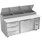 Victory Refrigeration VPPD72HC-3 Refrigerated Counter, Pizza Prep Table