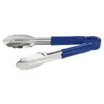 Winco Utility Tongs, 9", Blue, Stainless Steel, Winco UT-9HP-BLU